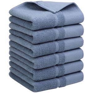 Hand Towel Set 14" x 30" 100% Combed Cotton 600 GSM Steel Blue 6 Pcs